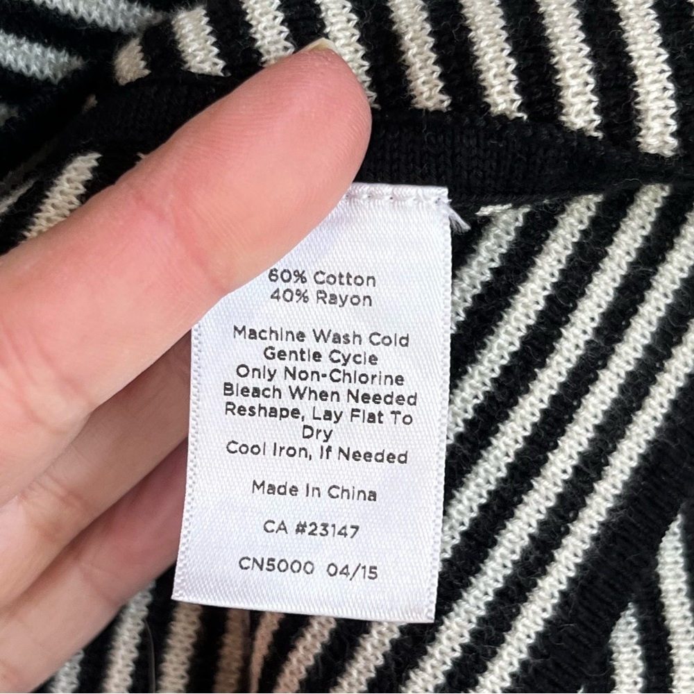 Women’s Talbots Black and White Open Knit Striped Cardigan S/M Capsule - Picture 8 of 9